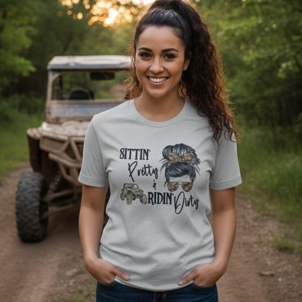 Riding shirt atv sxs utv popular mudding trending messy bun sitting pretty